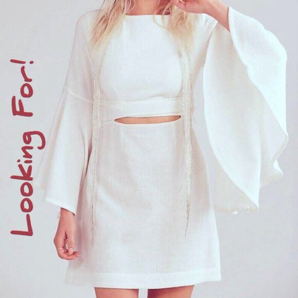 ISO Free People Dreamin About This Mini Dress Wrap Cutout Bell Sleeves White XS - Picture 1 of 3